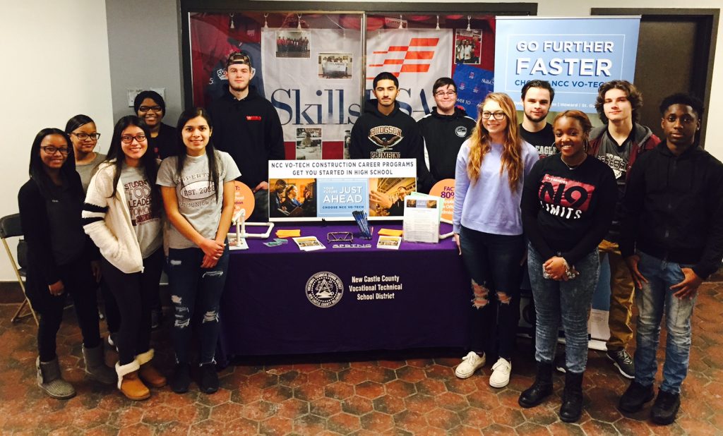 New Castle County VoTech Students gathered in a group